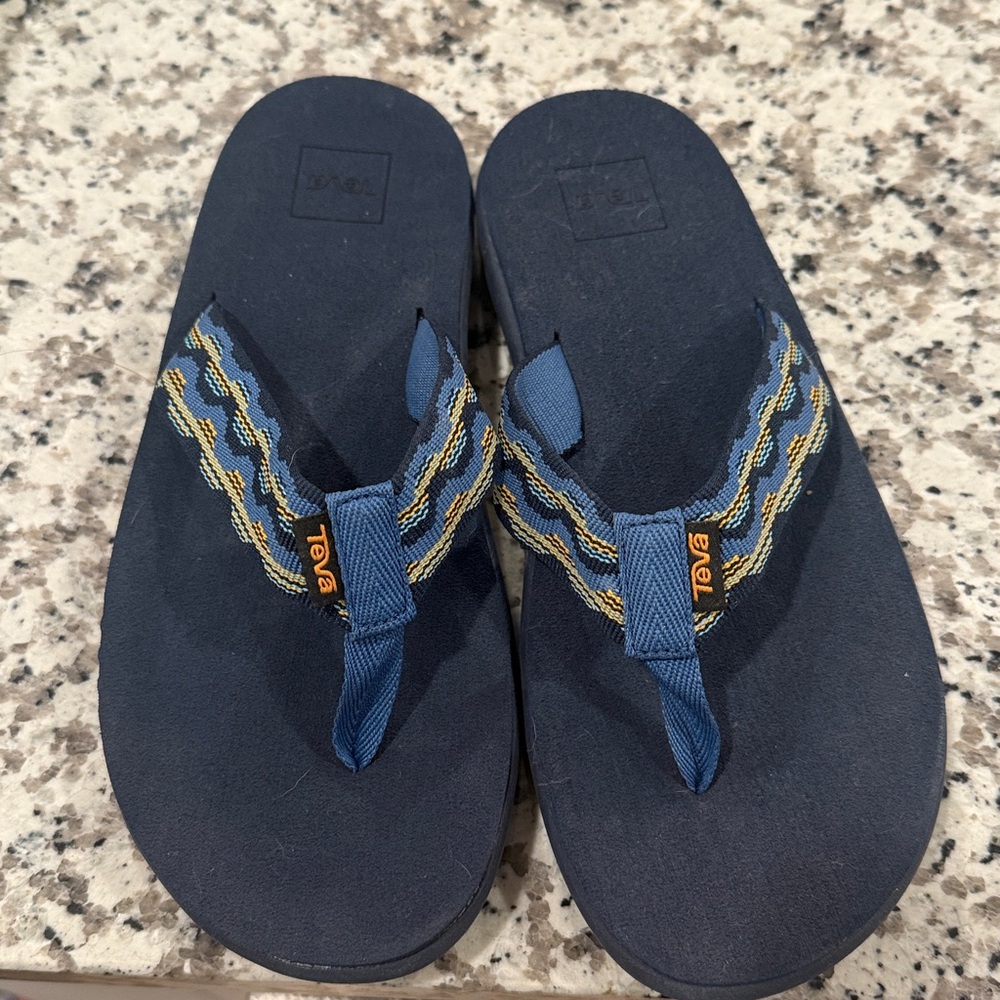 Teva Navy and Gold Flip Flops